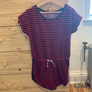 Blue and red stripped romper, girls XL/women’s M